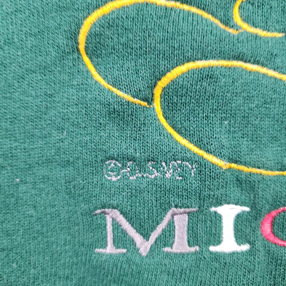 Vintage 90s MICKEY MOUSE Sweatshirt Mens Medium Green Disney Genus Made in USA - Picture 4 of 16